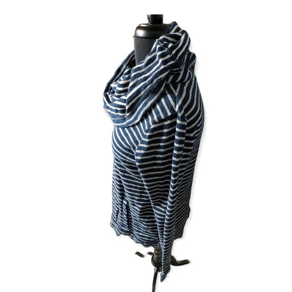 J Crew Cowl Neck Navy & White Striped Sweater/Hoodie Size Small - Picture 7 of 12